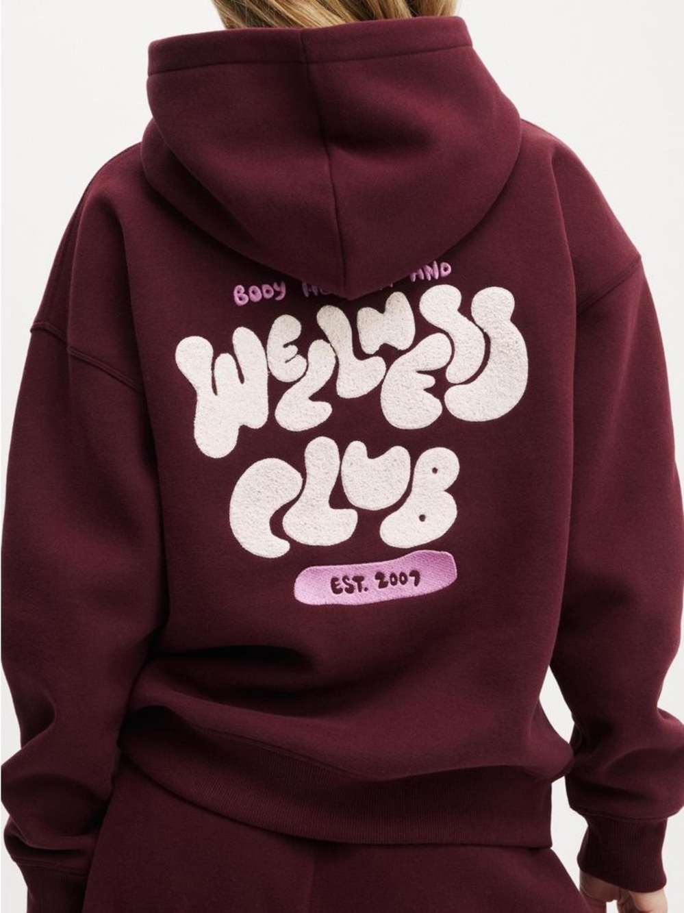 Cotton On Body Hoodie Sweatshirt Wellness Club Dark Oak Cozy Graphic Women's XS